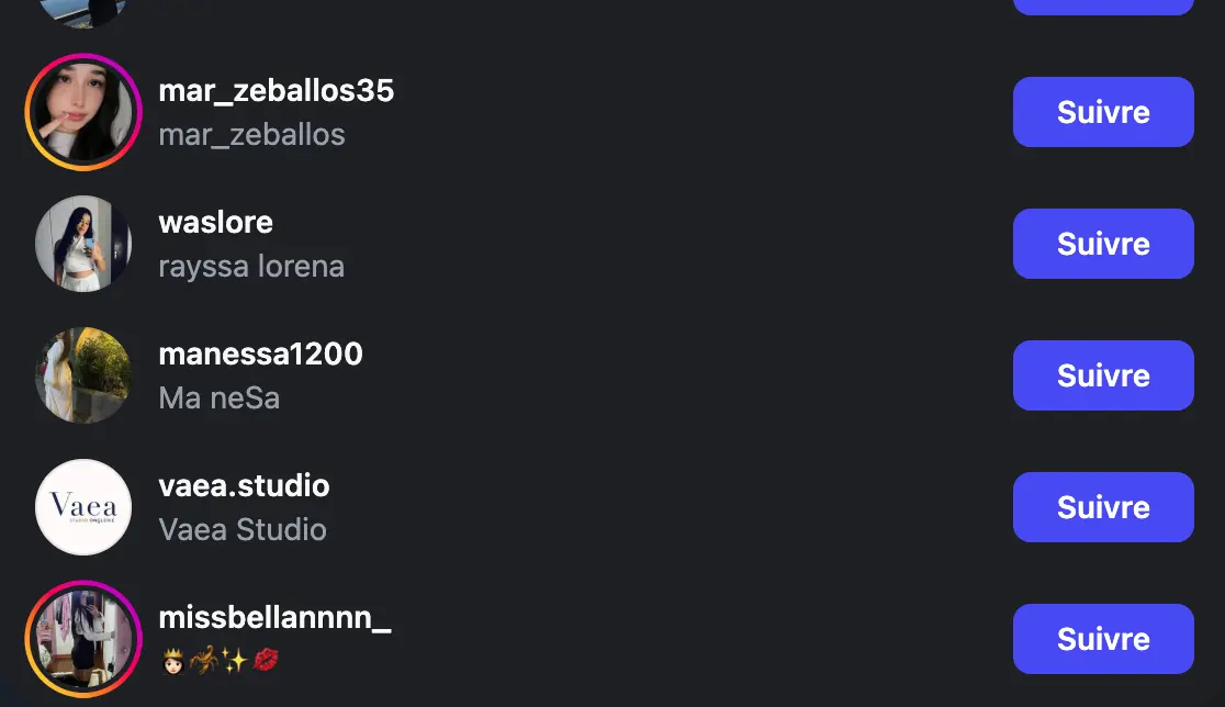 Real Instagram followers preview — active profiles that will follow your account